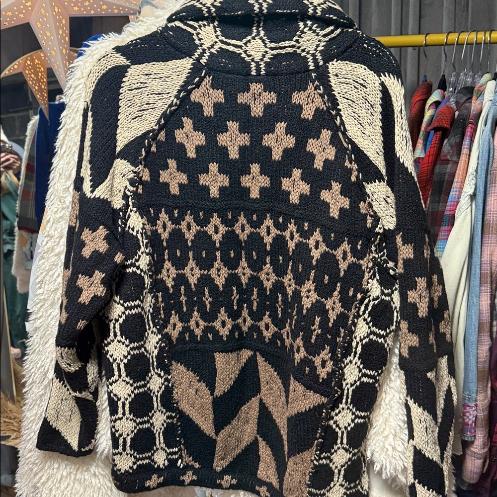 Free People Bright & Optimistic Cardi in Onyx Caribou Combo - Picture 6 of 6